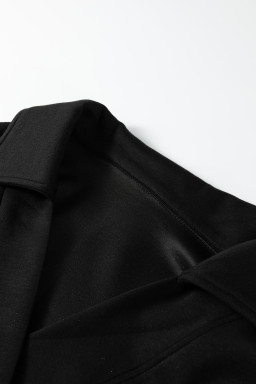 Bristol Black Collared V Neck Pullover Sweatshirt Sweatpants Set