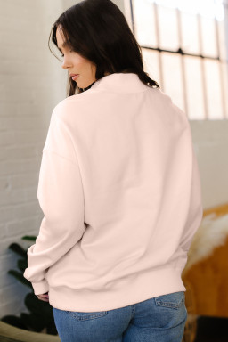 Apricot Pink Valentines Day Love LUCIE MAX Puffy Letter Print Mock Neck Sweatshirt