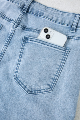 Beau Blue Bow Knot Side Detail Straight Leg Loose Jeans