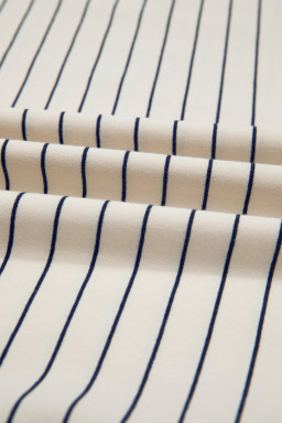 Blue Stripe 88 LOS ANGEL Graphic Lace Patchwork Faux Two Piece V Neck Top