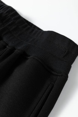 Bristol Black Collared V Neck Pullover Sweatshirt Sweatpants Set