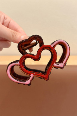 Bonbon Hollowed Heart Design Color Contrasted Acrylic Hair Claw Clip