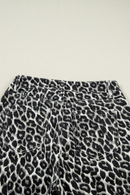 Black Leopard Print Barrel Jeans