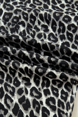 Black Leopard Print Barrel Jeans