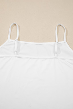 White 2pcs Sheer Floral Lace Ruffle Tiered Patchwork Blouse