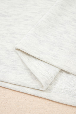 Light Grey Denim Patchwork Buttoned Polo Collar Long Sleeve Top