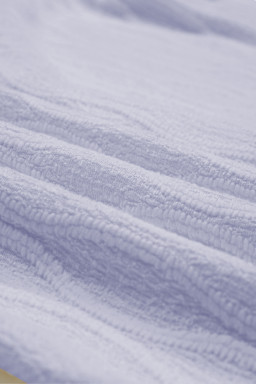 Lilac Solid Color Textured Notched Neck Puff Sleeve Blouse