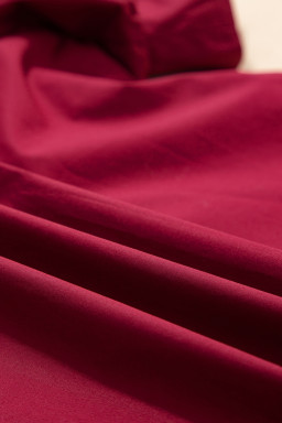 Burgundy Rivet Embellished V Neck Short Puff Sleeve Blouse