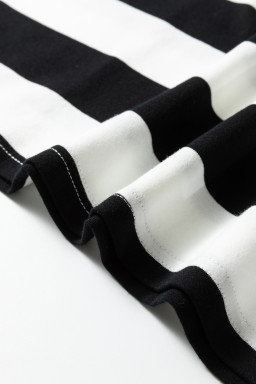 Black Stripe Floral Print Puff Sleeve Patchwork Blouse