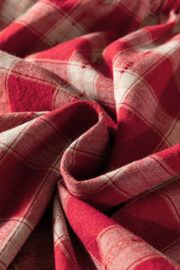 Red Plaid Print Smocked Puff Sleeve Mini Dress