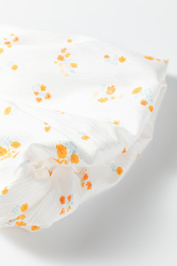 Black Stripe Floral Print Puff Sleeve Patchwork Blouse