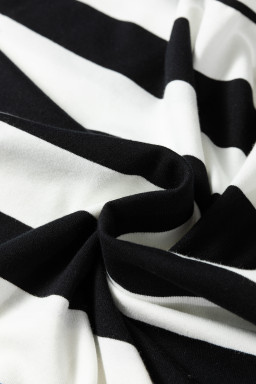 Black Stripe Floral Print Puff Sleeve Patchwork Blouse