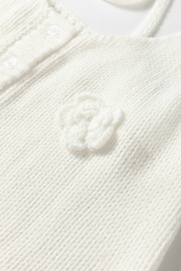 White 3D Flower Spaghetti Straps Sweater Vest