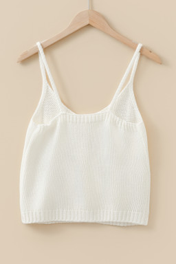 White 3D Flower Spaghetti Straps Sweater Vest