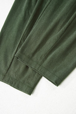 Jungle Green Drawstring Elastic Waist Patch Pocket Barrel Leg Casual Pants