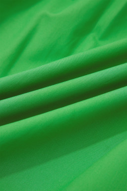 Bright Green Color Block Detail Split Neck Short Puff Sleeve Ruffle Hem Mini Dress