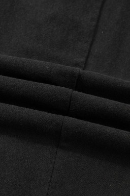 Black Drawstring Elastic Waist Patch Pocket Barrel Leg Casual Pants