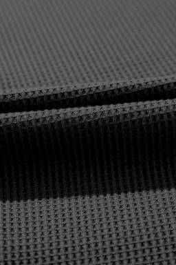 Black Waffle Sleeveless U Neck Buttons Romper With Pockets