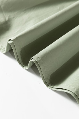 Grass Green Floral Puff Sleeve Contrast V Neck Patchwork Blouse