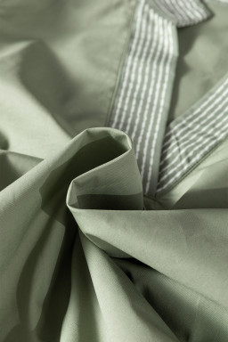 Grass Green Floral Puff Sleeve Contrast V Neck Patchwork Blouse