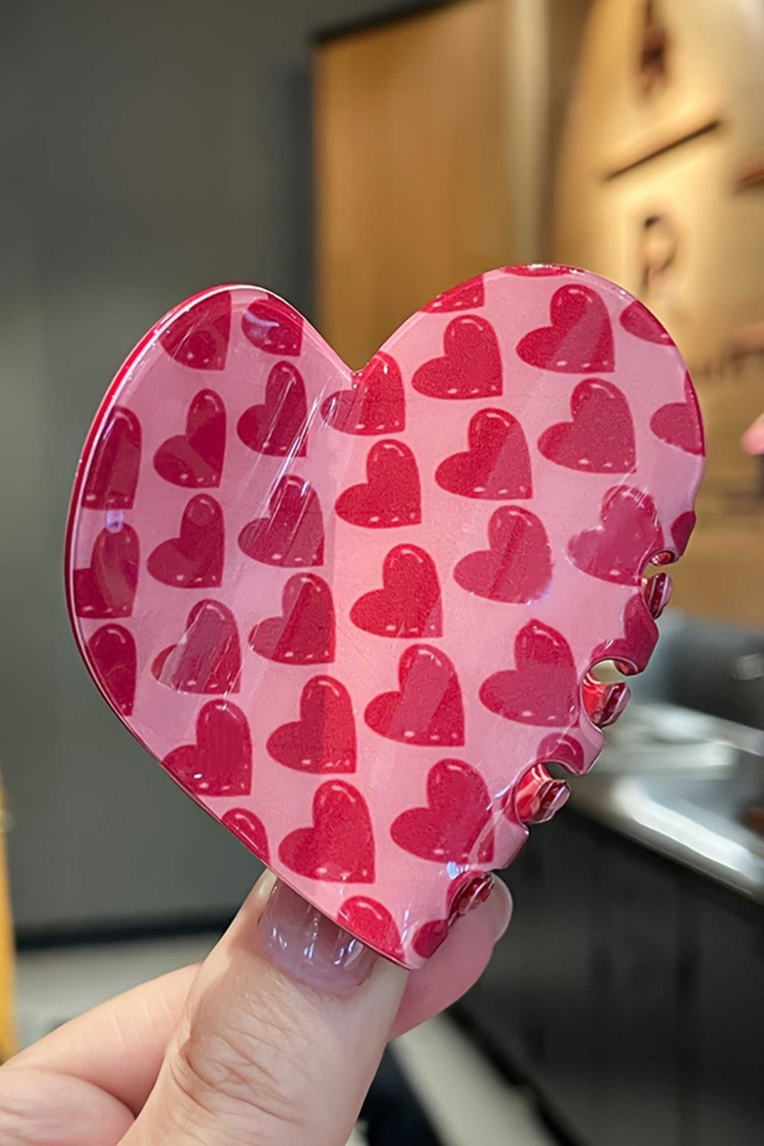 Pinça de cabell de PVC en forma de cor de Sant Valentí dolç amb forma de rosa vermella