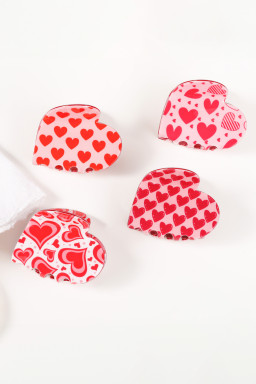 Rose Red Sweet Valentines Heart Shape PVC Hair Claw Clip
