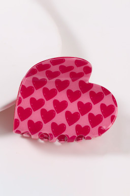 Rose Red Sweet Valentines Heart Shape PVC Hair Claw Clip