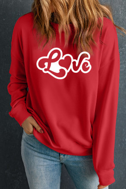 Red Love Letter Printed Casual Sweatshirt