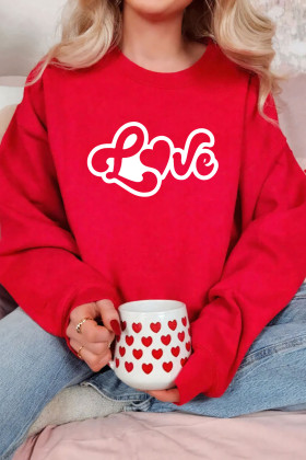 Red Love Letter Printed Casual Sweatshirt