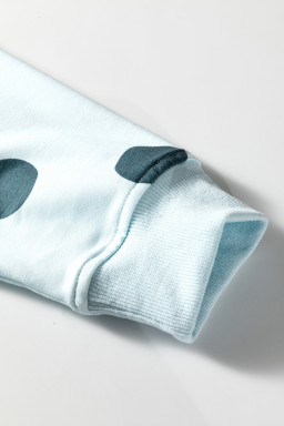 Sky Blue Polka Dot Print Drop Shoulder Pullover Drawstring Shorts Set