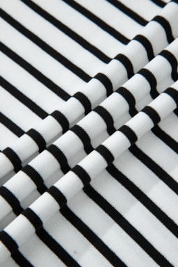 Black Stripe Half Buttons Top and Shorts Set