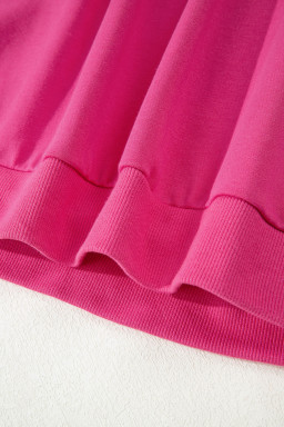 Rose Red Lucky Clover Embroidered Loose Pullover Sweatshirt