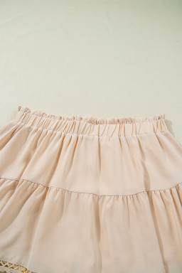 Parchment Plus Size Frilled Elastic Waist Lace Trim Boho Ruffled Shorts