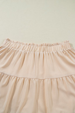 Parchment Plus Size Frilled Elastic Waist Lace Trim Boho Ruffled Shorts