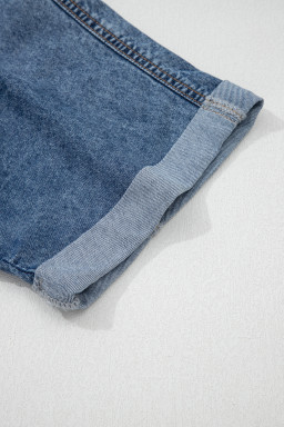 Ashleigh Blue Button Flap Pocket Cuffed Short Sleeve Denim Shirt