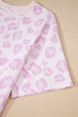 Pink Leopard Two Piece Top and Pants Set