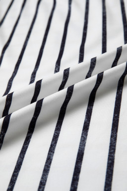 Khaki Stripe Colorblock 3/4 Sleeve Loose T Shirt