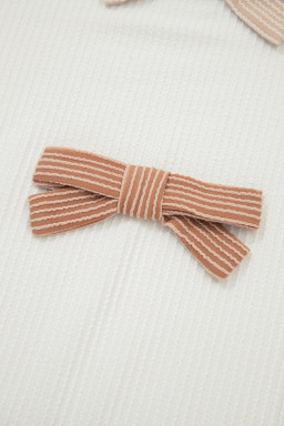 Apricot Bowknot Applique Plus Size Ribbed Top