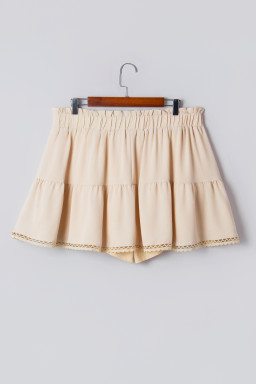 Parchment Plus Size Frilled Elastic Waist Lace Trim Boho Ruffled Shorts