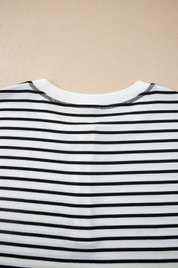 Black Stripe Half Buttons Top and Shorts Set