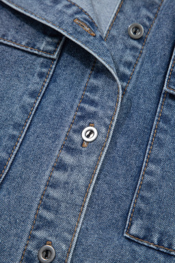 Ashleigh Blue Button Flap Pocket Cuffed Short Sleeve Denim Shirt