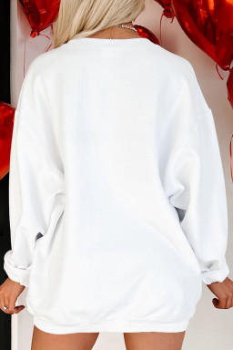 White Corded Rib ALABAMA football Embroidered Graphic Sweatshirt