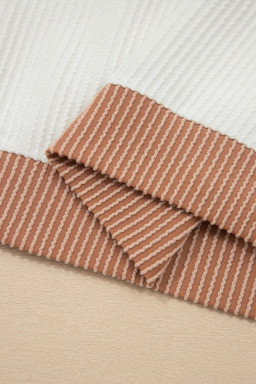 Apricot Bowknot Applique Plus Size Ribbed Top