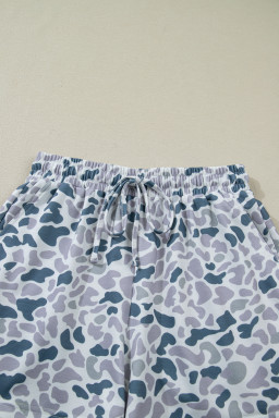 Multicolour Abstract Patterned Polo Collar T Shirt and Shorts Set
