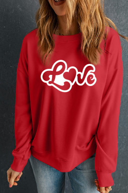 Red Love Letter Printed Casual Sweatshirt