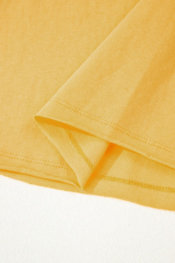 Banana Cream Contrast Trim Raw Hemline Short Sleeve Loose Top