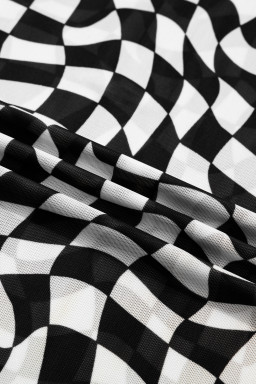 Black Checkered Print Crew Neck Mesh T Shirt
