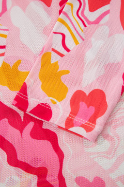 Rose Valentine Heart Mesh Long Sleeve Top