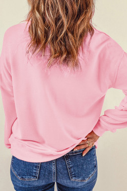 Pink Playful XOXO Letter Embroidered Hannah Pullover Sweatshirt