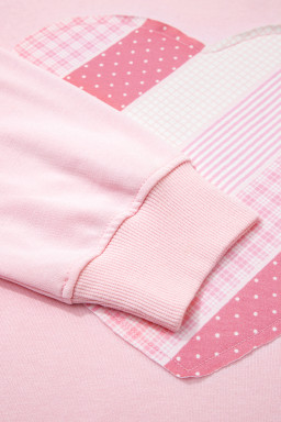Light Pink Sweetheart Patchwork Oversize Sweatshirt